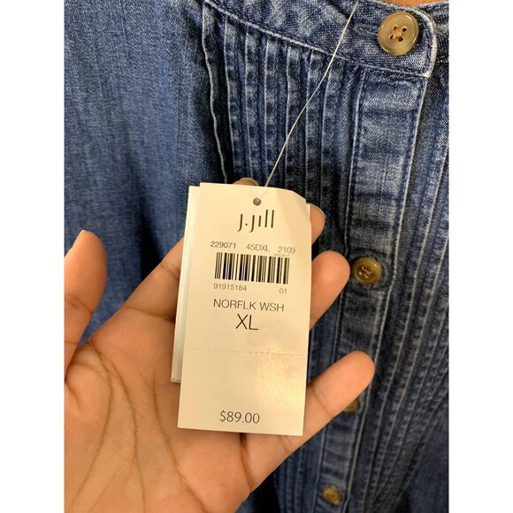 J. Jill Denim Chambray Pintucked Tunic in Norfolk Wash Size XL - NWT - Picture 4 of 5